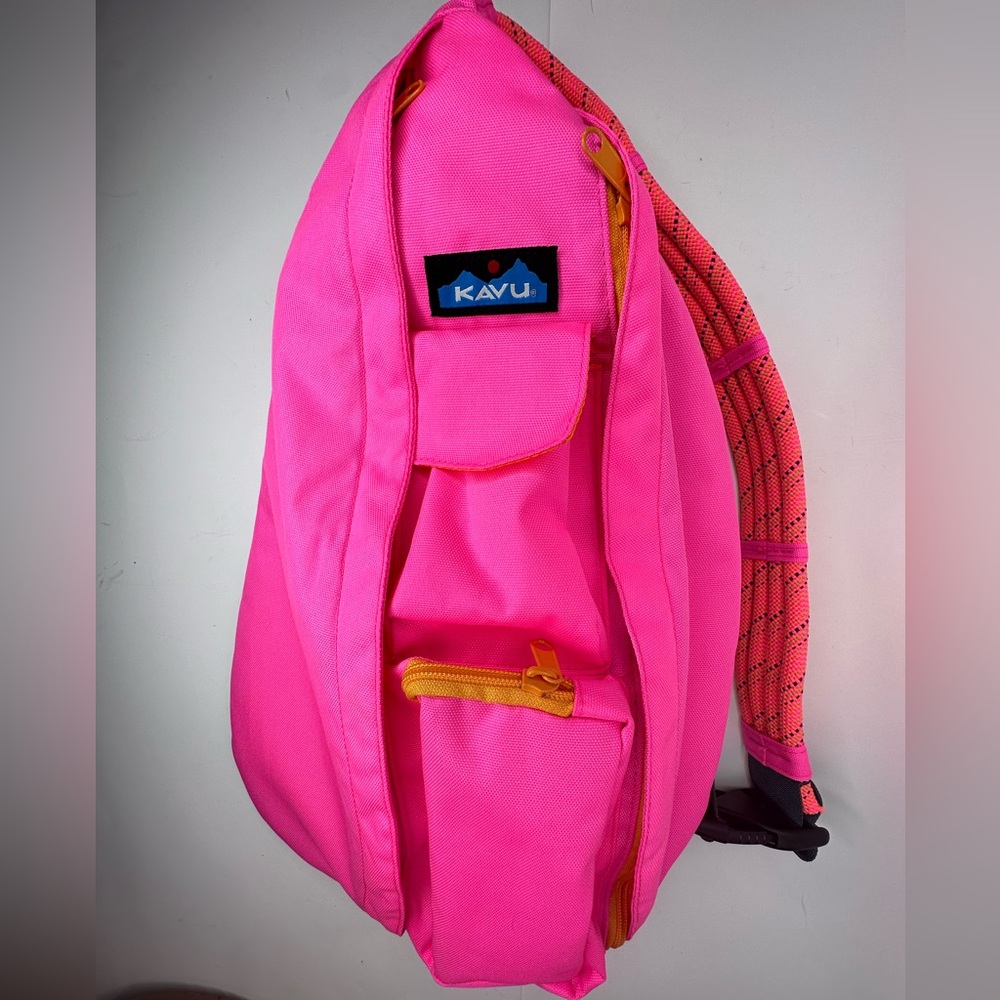 KAVU ROPE SLING BAG IN HOT PINK AND NEON YELLOW